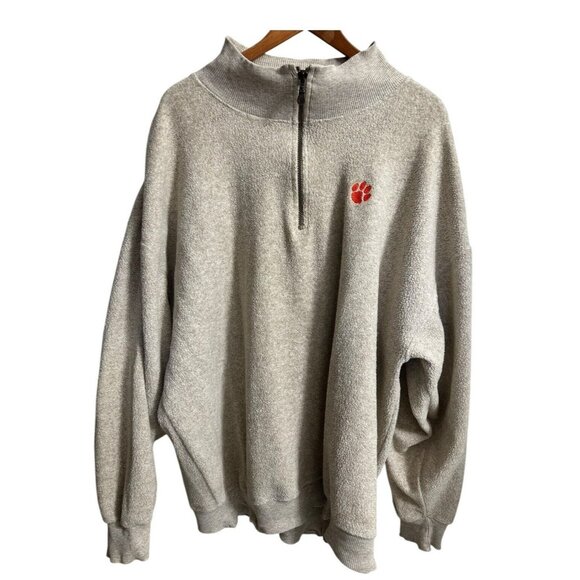 Rugged Sweats Clemson University Fleece Quarter Zip Jacket XL Heather Gray USA - Picture 6 of 13